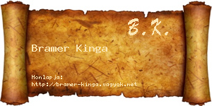 Bramer Kinga névjegykártya